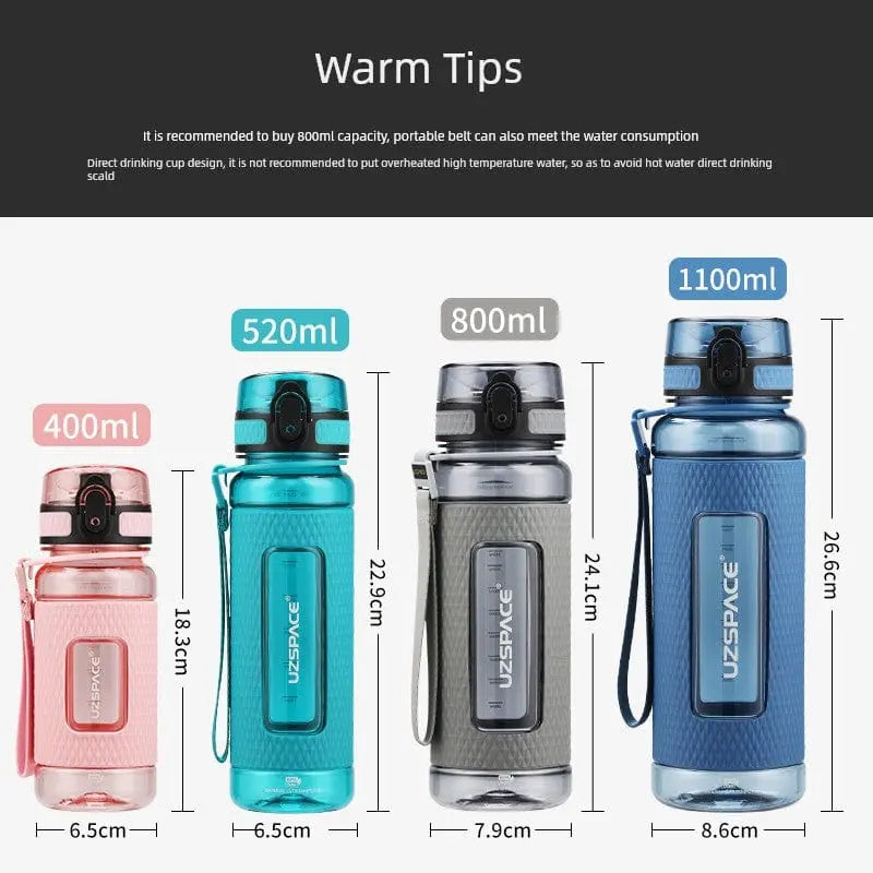 Showlu Fashion Uzspace 1L Tritan sports water bottle with leakproof design, high-temperature resistant plastic for men and women.