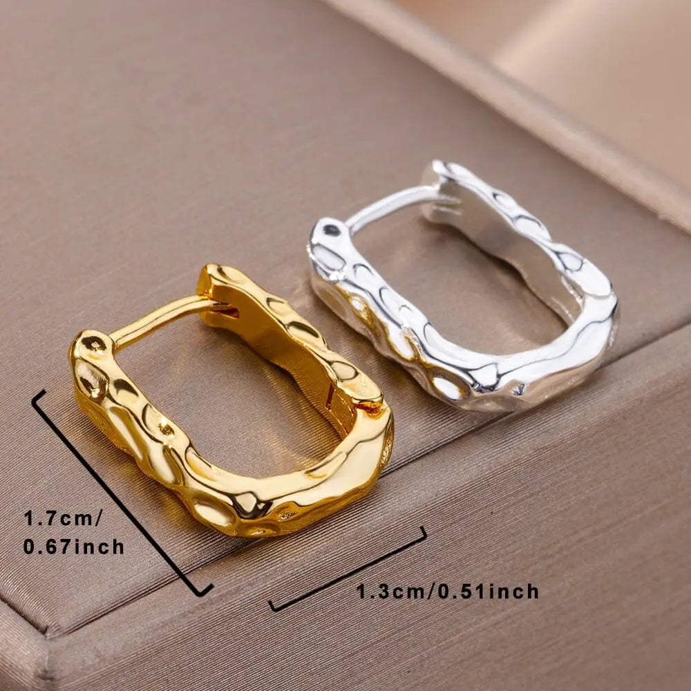 U-shaped square hoop earrings made of luxury stainless steel, stylish and trendy jewelry for women.