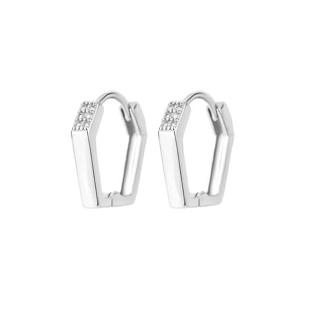 U-shaped square hoop earrings in luxury stainless steel, designed for women, trending modern jewelry from Showlu Fashion Store