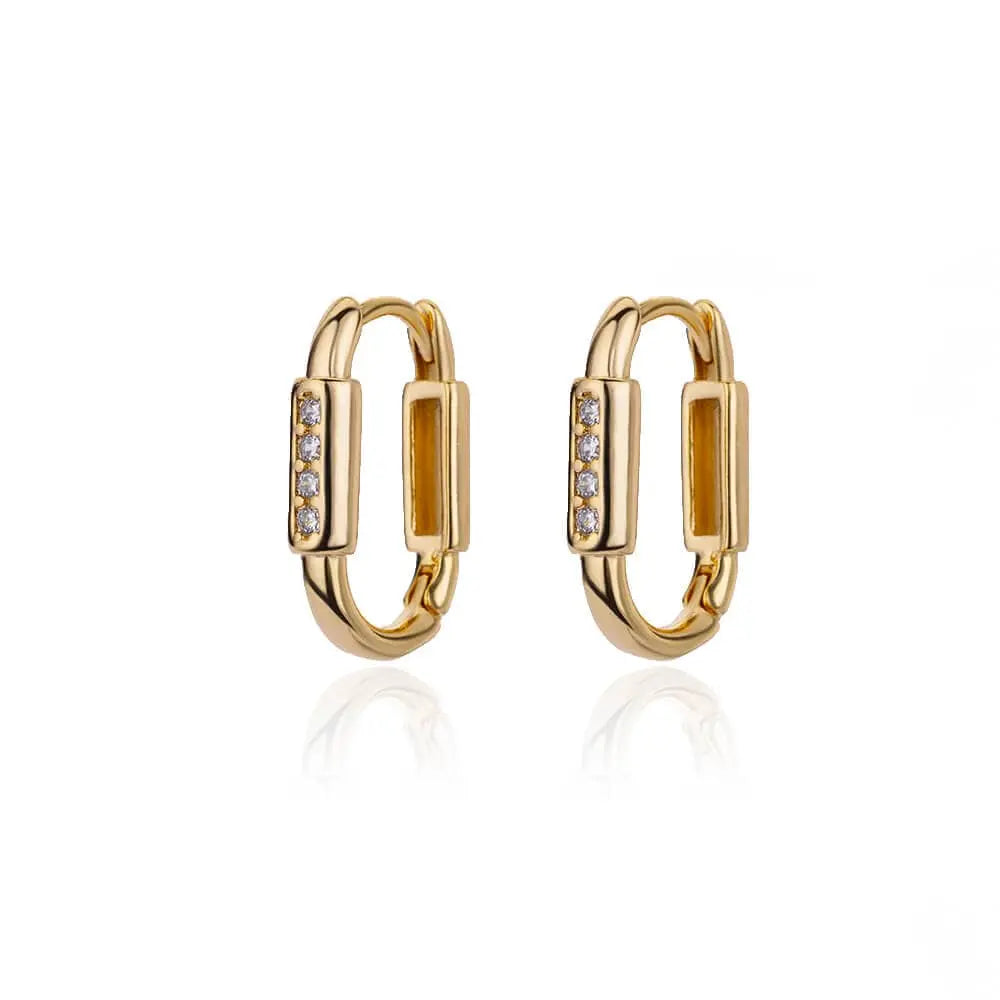 Showlu Fashion stainless steel U-shaped square hoop earrings for women, trendy jewelry with a modern, minimalist design.