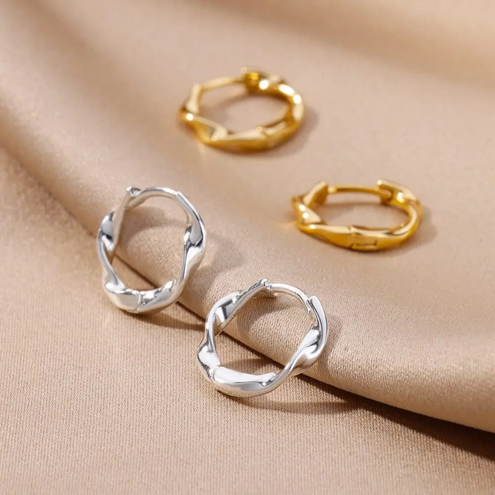 U-shaped square hoop earrings for women, luxury stainless steel jewelry with a modern, trendy design.
