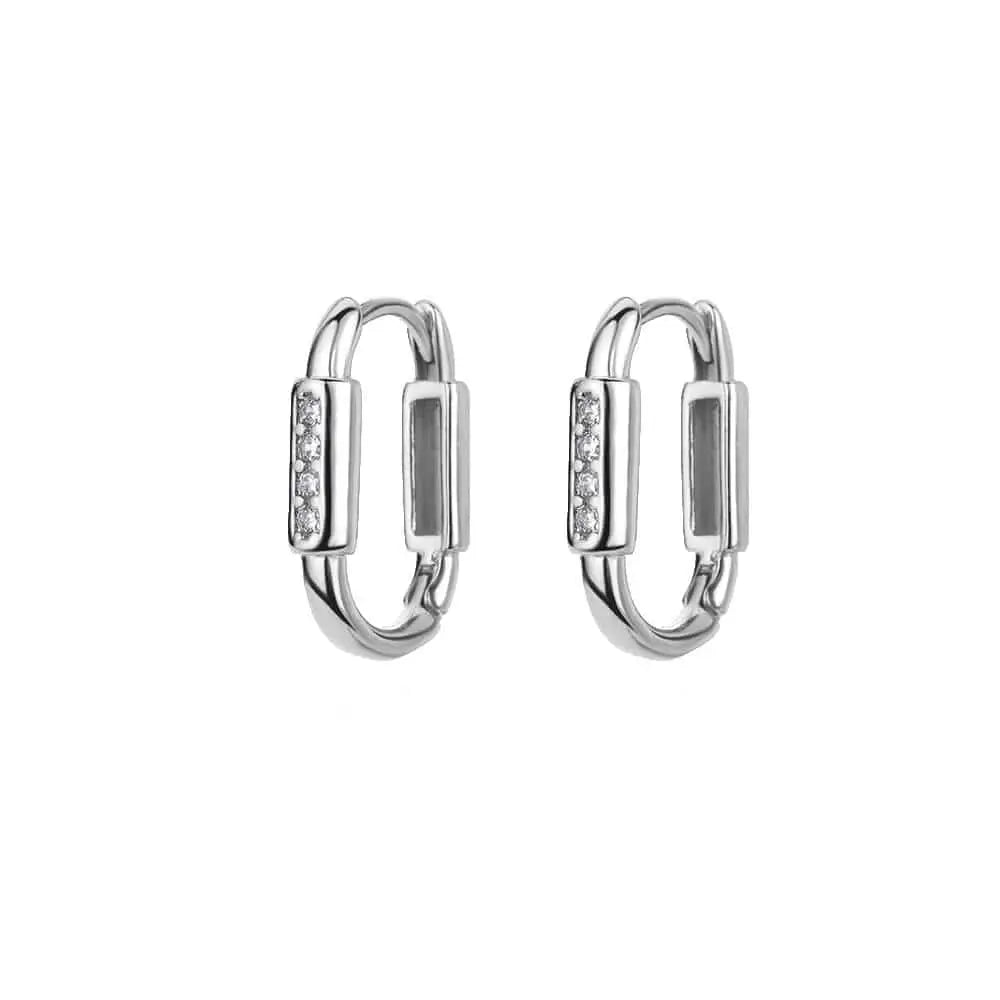 U-shaped square hoop earrings for women, luxury stainless steel jewelry with a modern, trendy design and shiny finish.