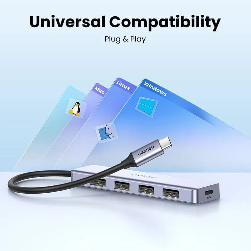 UGREEN USB C Hub with 4 USB 3.0 ports, Type-C splitter adapter for MacBook Pro, iPad Pro, Samsung Galaxy, and other devices