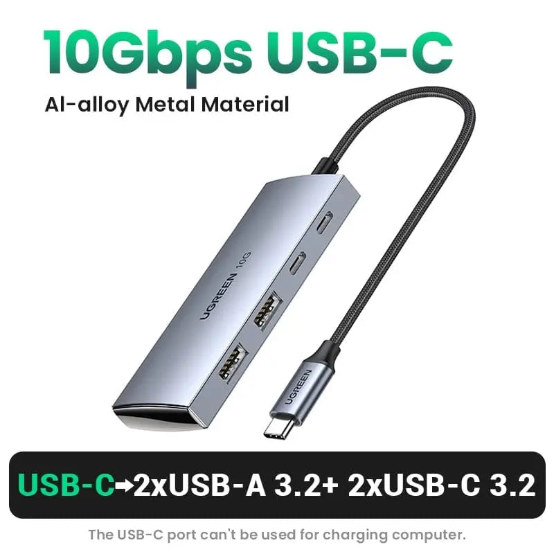 UGREEN USB C Hub with 4 USB 3.0 ports and Type C splitter adapter for MacBook Pro, iPad Pro, Samsung Galaxy Note 10, and S10.