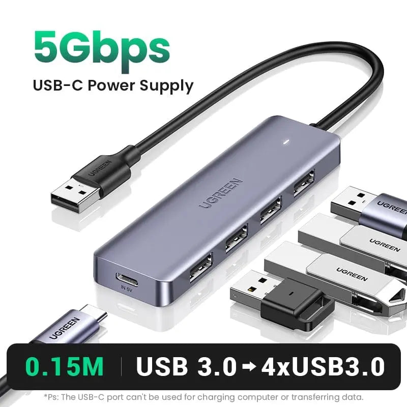 Showlu Fashion Store 0 China / USB3.0 15cm UGREEN USB C Hub 4 Ports USB Type C to USB 3.0 Hub Splitter Adapter for MacBook Pro iPad Pro Samsung Galaxy Note 10 S10 USB Hub