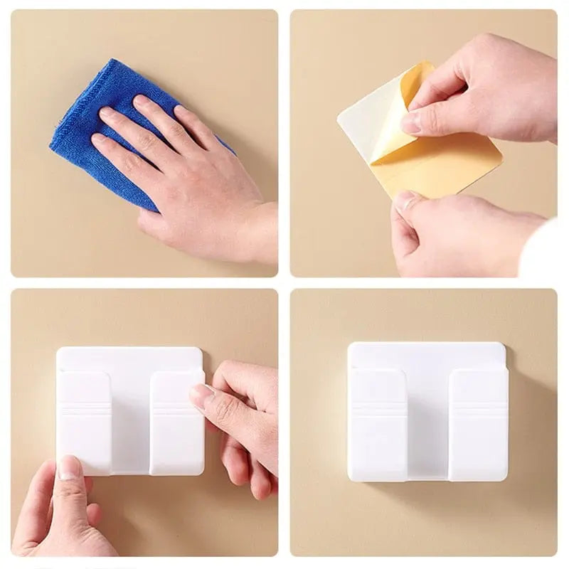 Showlu wall-mounted mobile phone holder with punch-free design, ideal for convenient charging and easy access.