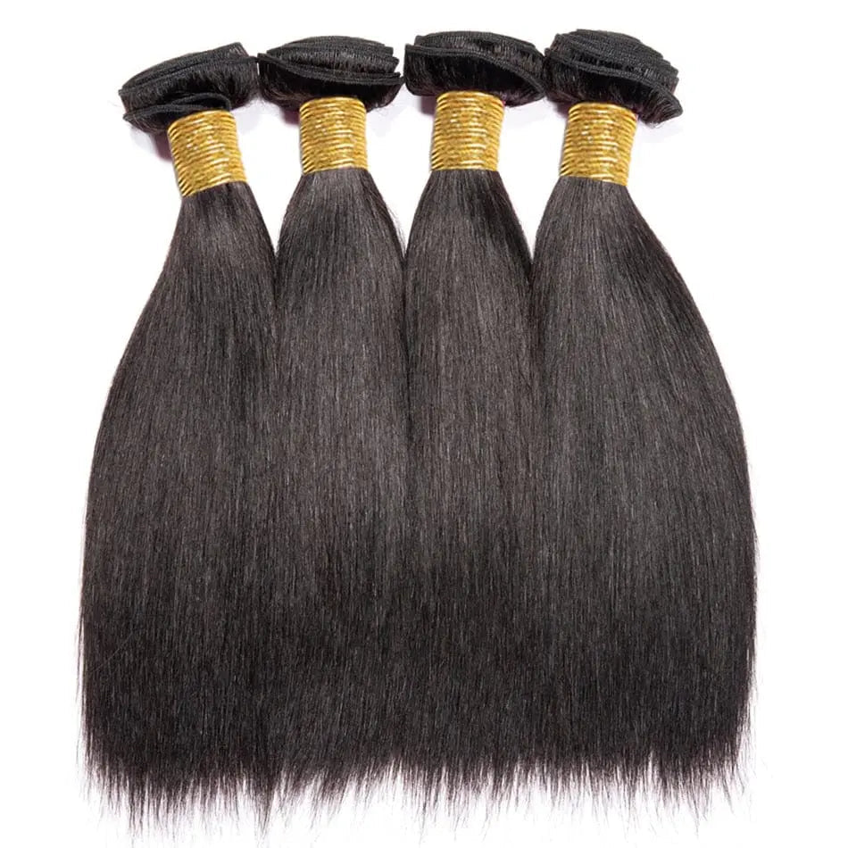 Indian straight human hair bundles in natural black, showing sleek, bone-straight virgin hair from Showlu Store Nation.