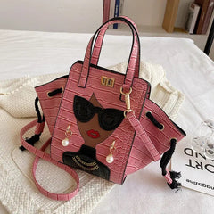 Showlu Fashion Store Wholesale foldable ladies handbag black face pattern crossbody bag new crocodile pattern women purse