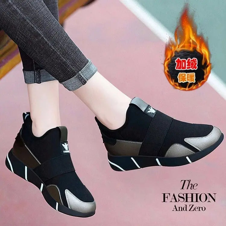 Showlu women's black casual sport sneakers with breathable mesh upper, designed for comfort and everyday active wear.