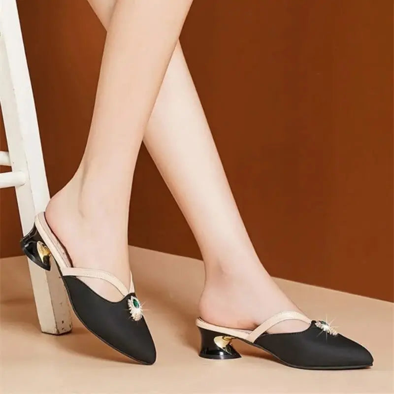 Beige pointed toe stiletto pumps for women by Showlu Fashion Store, stylish high heels with sleek slip-on design and classic elegance.