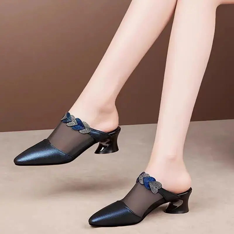 Beige pointed toe stiletto pumps for women by Showlu Fashion Store, featuring classic high heel design and slip-on style.