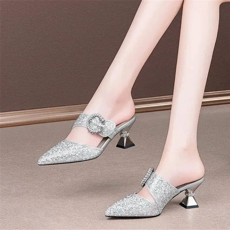 Beige pointed toe stiletto pumps for women with classic high heel style by Showlu Fashion Store. Slip-on design and elegant look.