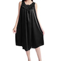 Women wearing Showlu Fashion satin lace nightgown with V-neck, silky sleepwear robe, perfect for elegant nighttime lounging.