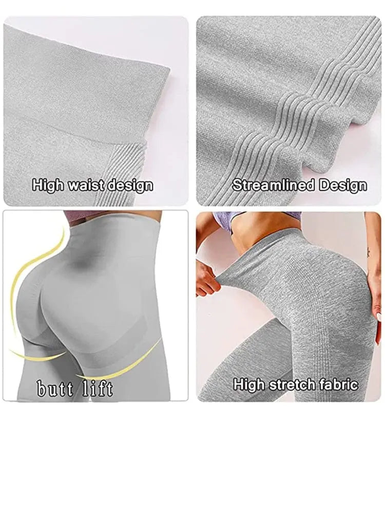 Black seamless high waist workout leggings for women with booty lifting design, from Showlu Fashion Store.