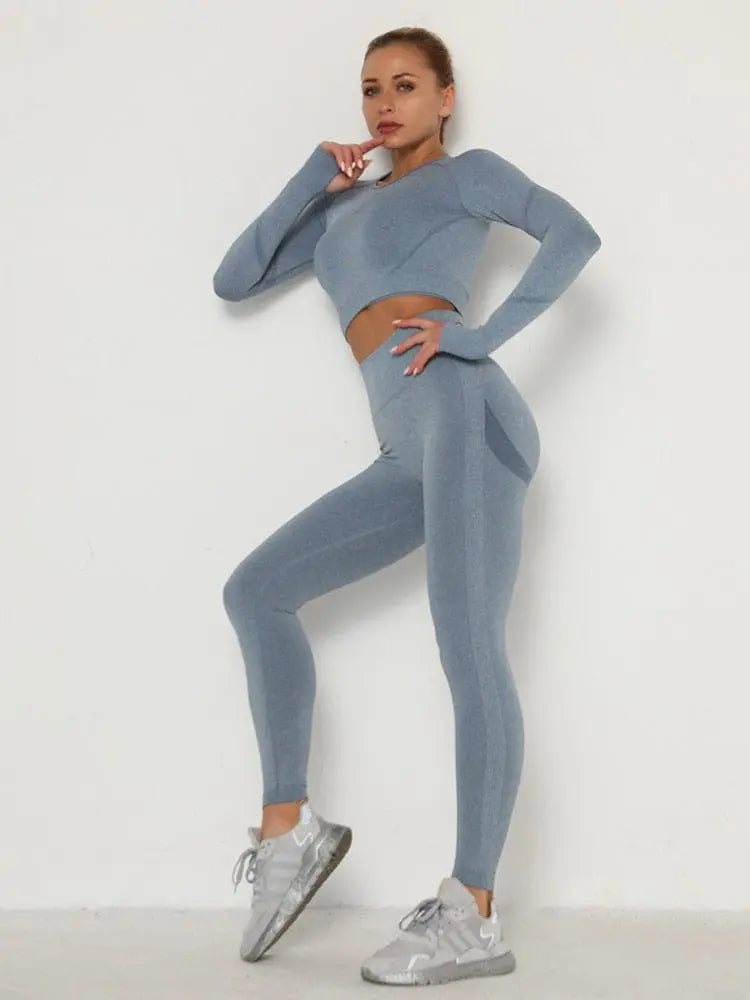 Women wearing black MEHEOL seamless high waist workout leggings with a push-up design, ideal for gym and active wear.