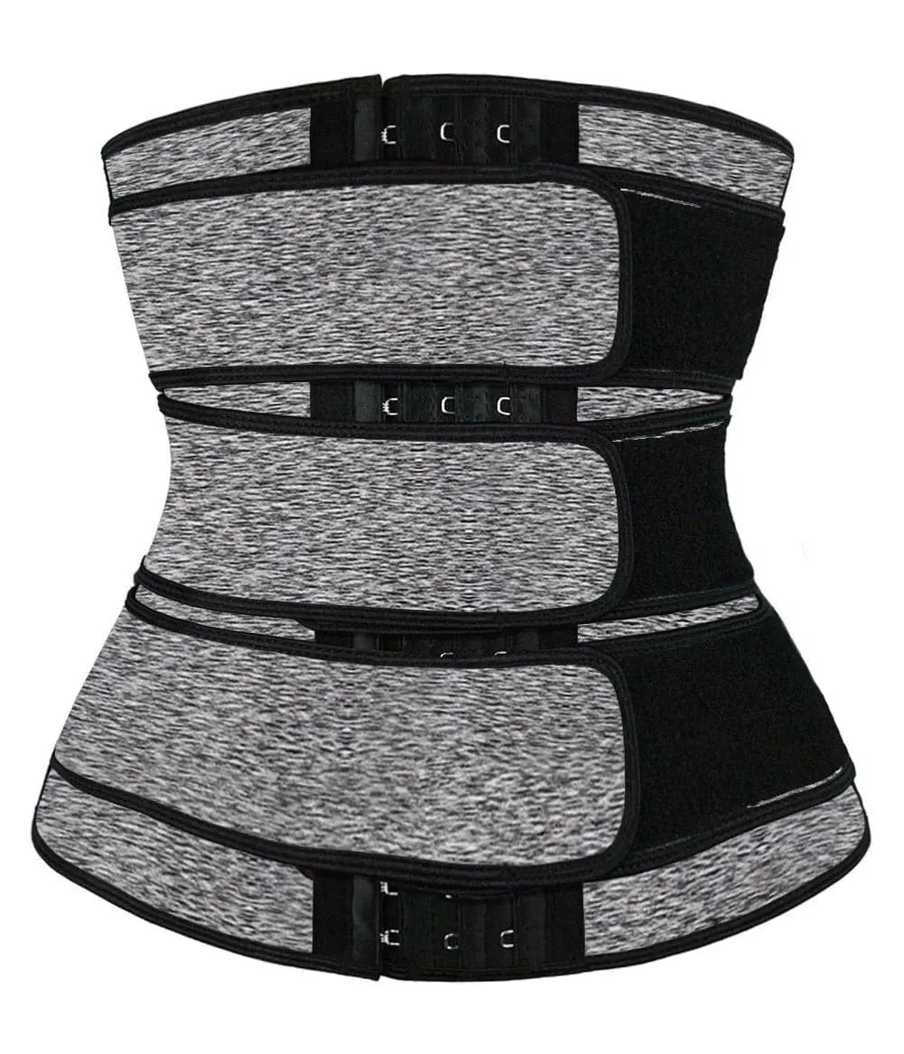 Women’s triple belt waist trimmer from Showlu Fashion Store, postpartum tummy control shaperwear for slimming and fat burning.