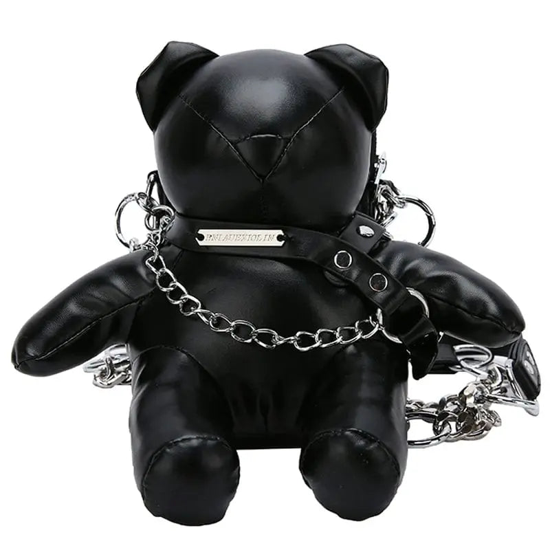 Dolan women's animal shape bucket bag in PU leather with chain shoulder strap, featuring a playful hot girl doll design.