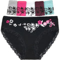 Set of three women's cotton lace mid-rise briefs with solid color and lace details, comfortable underwear by Showlu Fashion Store.