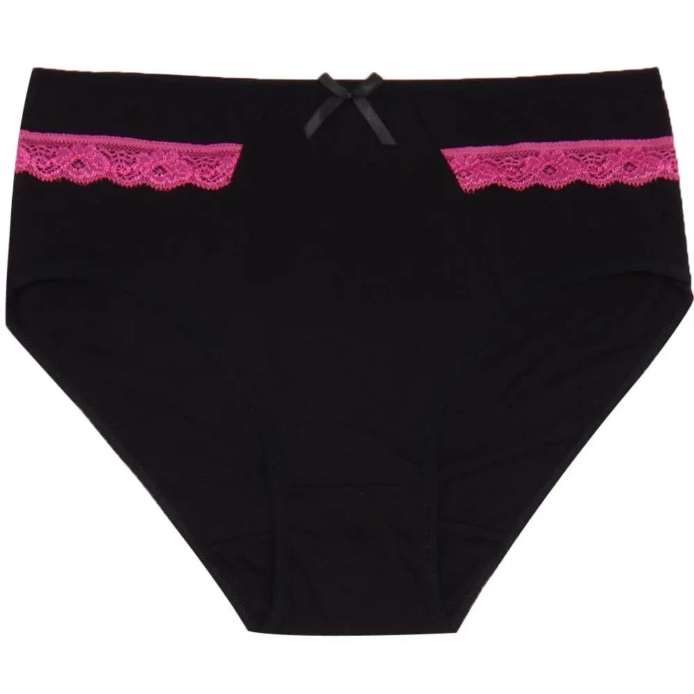 Set of three Showlu Fashion women's cotton lace briefs, mid-rise sexy panties with solid color and lace details.