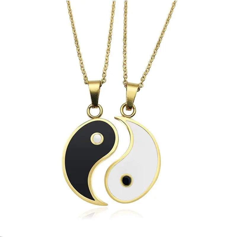 Showlu Tai Chi Yin Yang woven bracelet and necklace jewelry set with alloy pendants and hand-woven rope design.