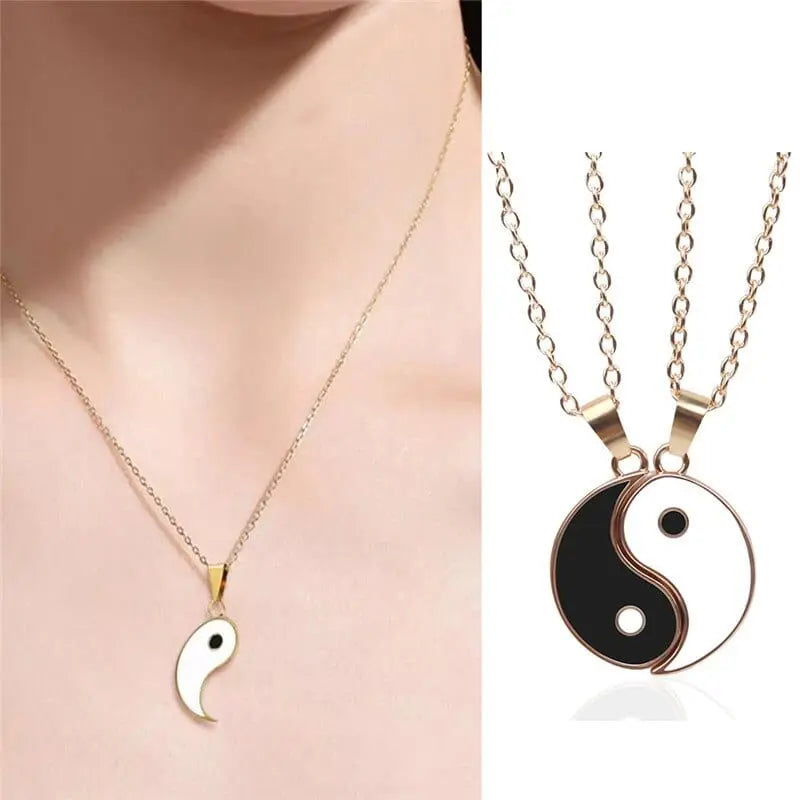 Showlu Tai Chi Yin Yang woven bracelet and necklace set with alloy pendant and hand-woven rope, featuring traditional yin yang design.