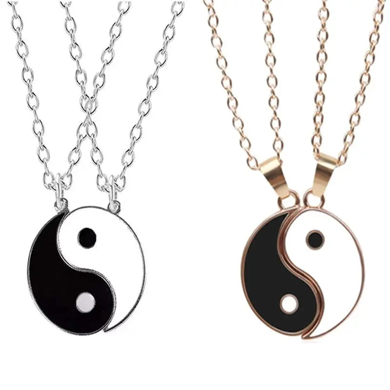 Showlu Tai Chi Yin Yang woven bracelet and necklace jewelry set with alloy pendants and hand-woven rope design.