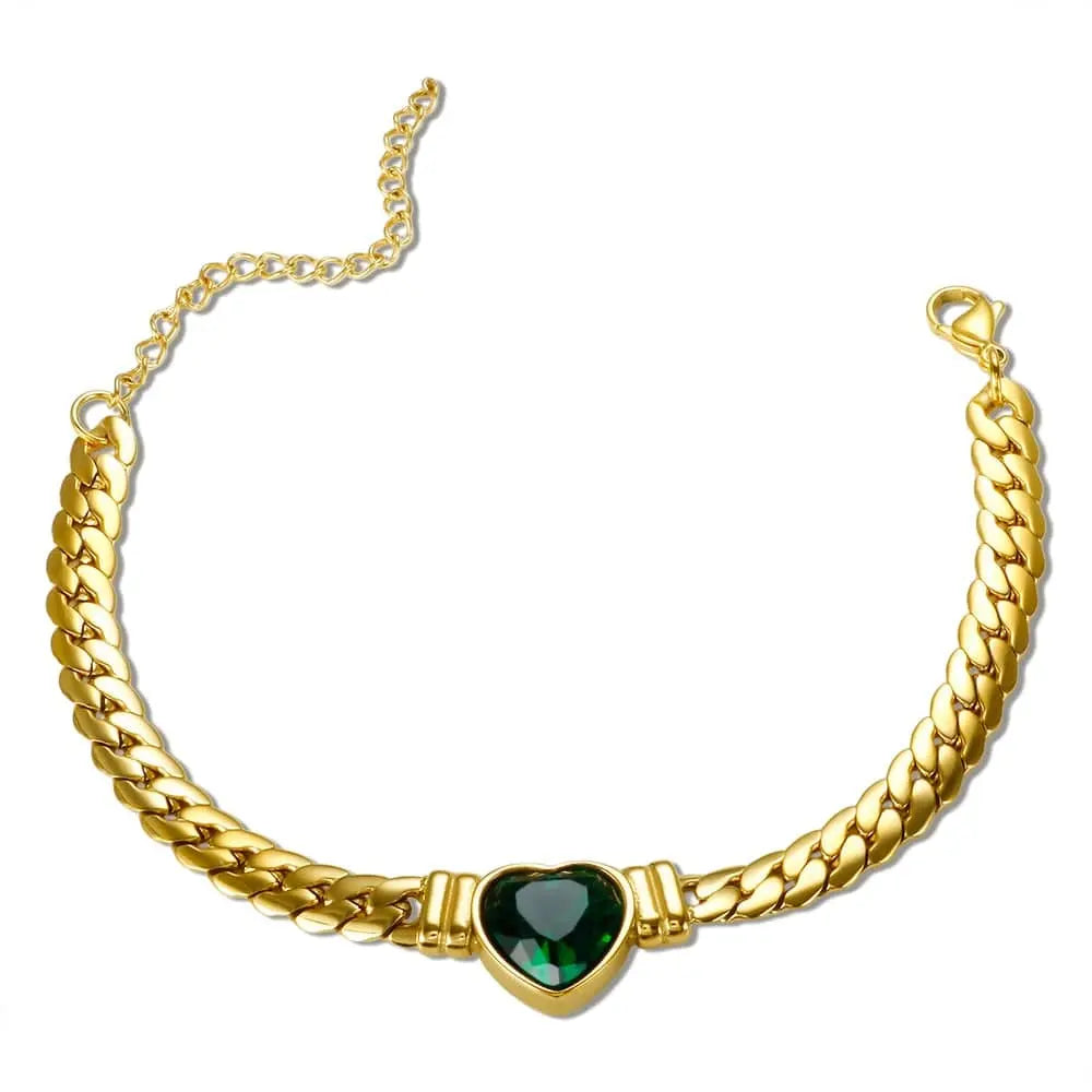 Gold-plated stainless steel heart necklace and nail bracelet set for women, luxury jewelry by Showlu Store Nation.