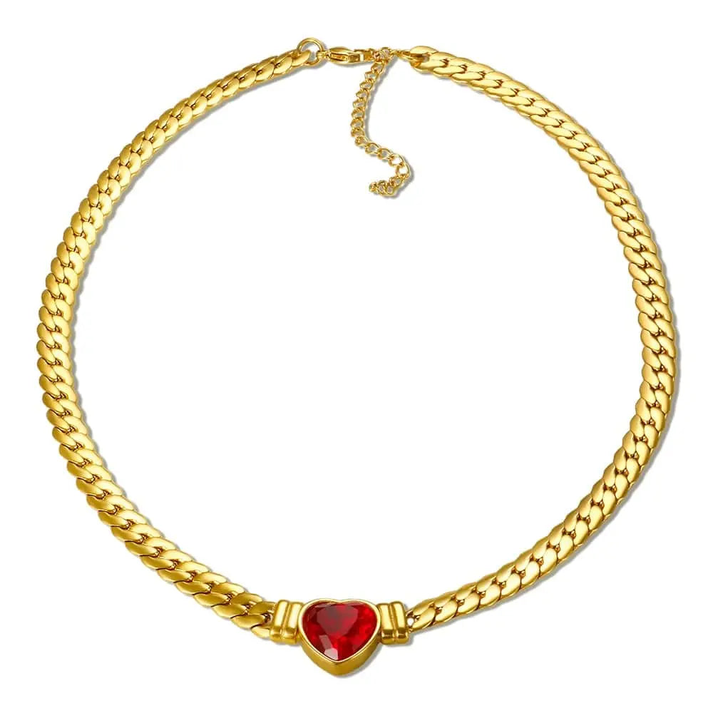 Gold-plated stainless steel heart necklace and nail bracelet set featuring love-themed jewelry for women.