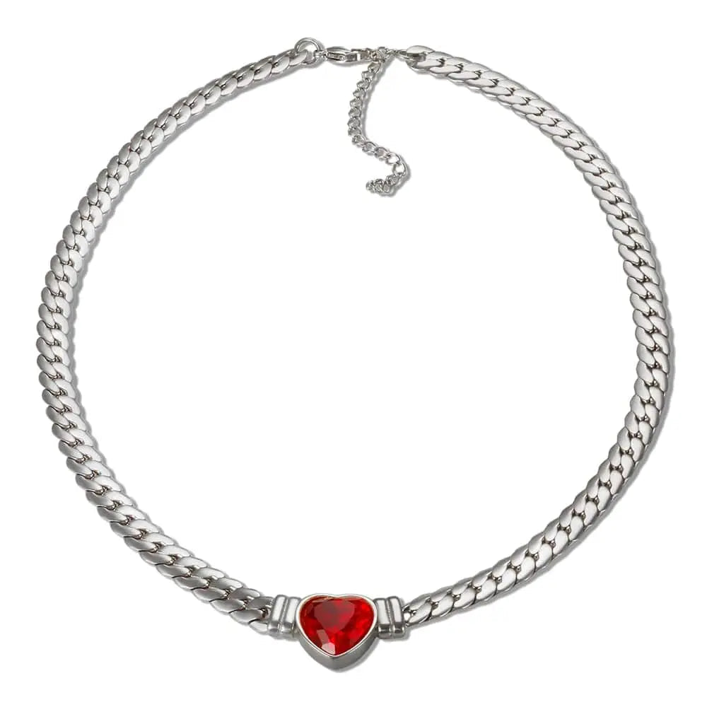 Gold-plated stainless steel heart necklace and nail bracelet set featuring luxury love heart chain and bracelet for women.