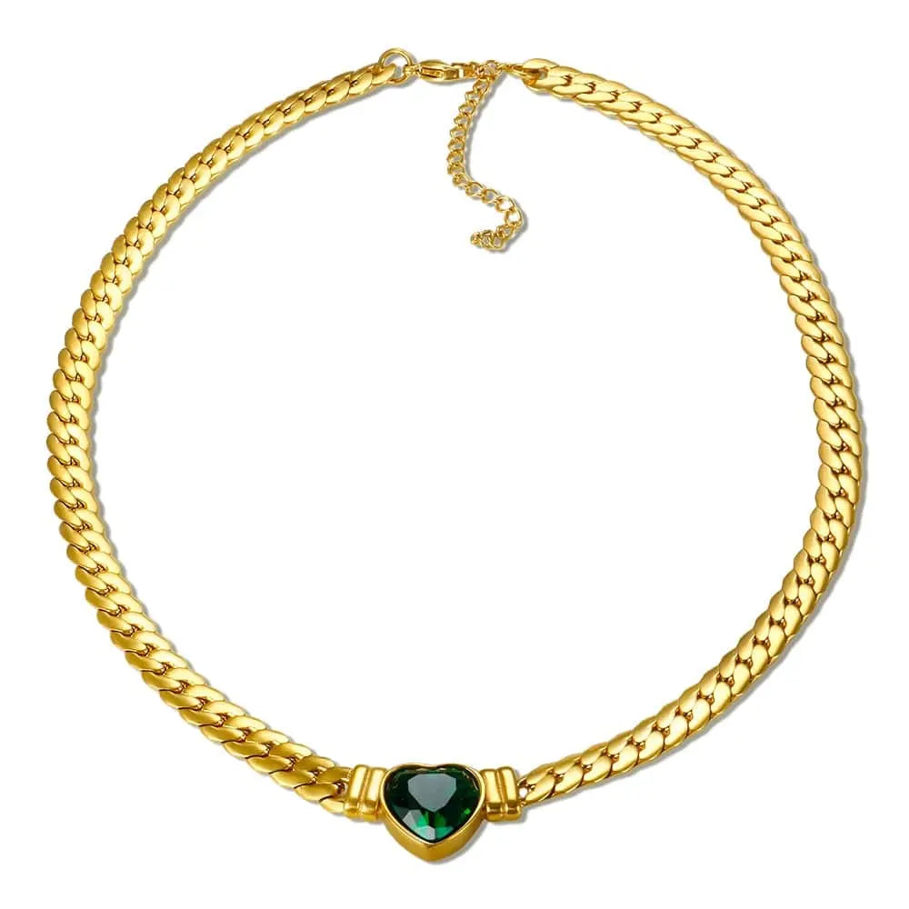 Gold-plated stainless steel heart necklace and nail bracelet set with luxury love design for women.