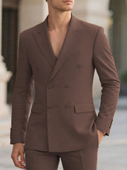 2pcs Men'S Tailored Suit with Notched Lapel & Matching Vest - Slim Fit Formal Wedding & Party Coat, Solid Color Long Sleeve with Pockets, Black/Brown/Beige, Wedding Attire, Sophisticated Style, Notched Lapel Design