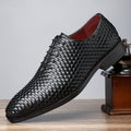SHOWLU Men's whole-cut Oxford shoes with non-slip rubber sole, formal footwear in classic black leather style.