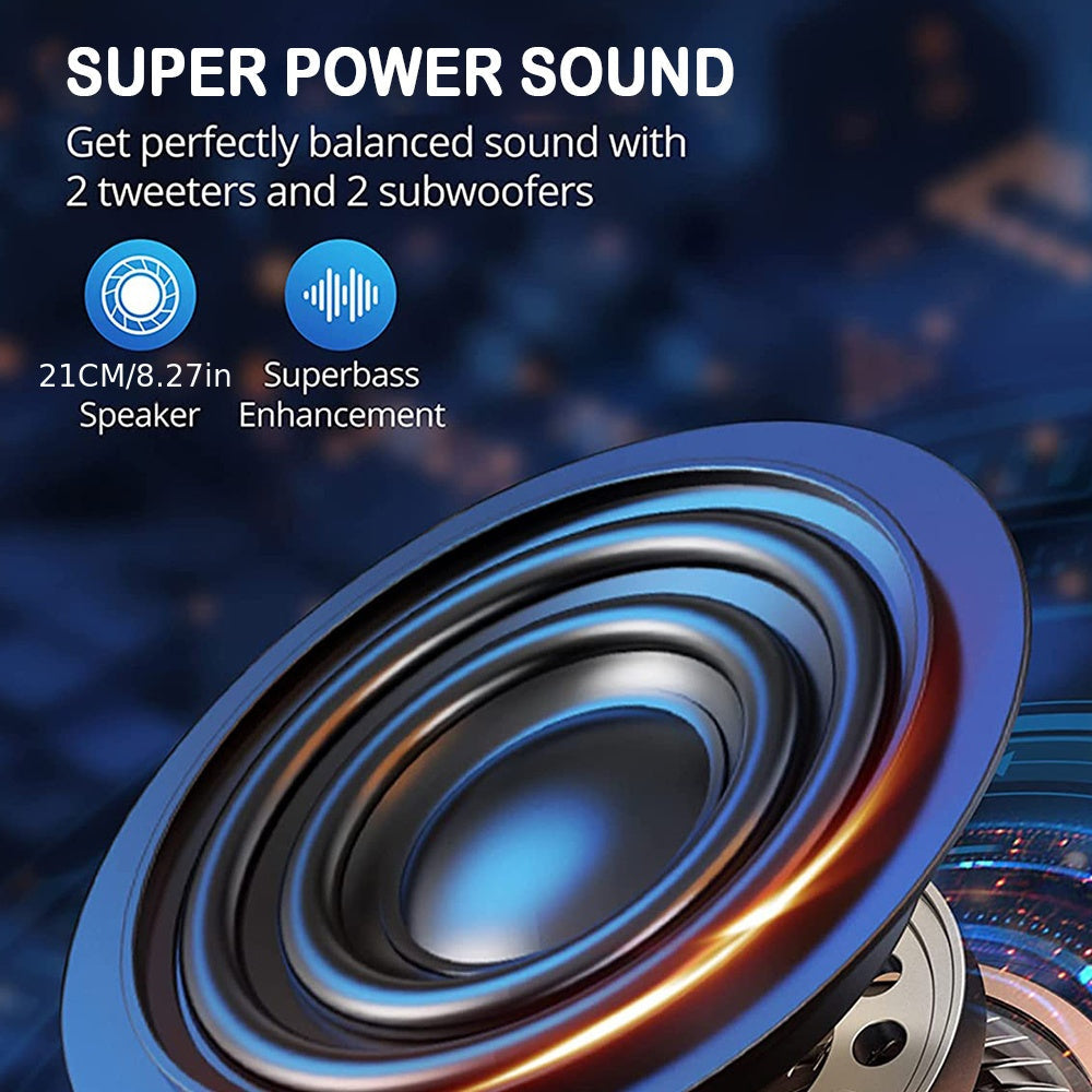 SHOWLU 6000W dual wireless speaker with 8.5-inch speakers, heavy bass, TWS party system, ideal for loud music and events.