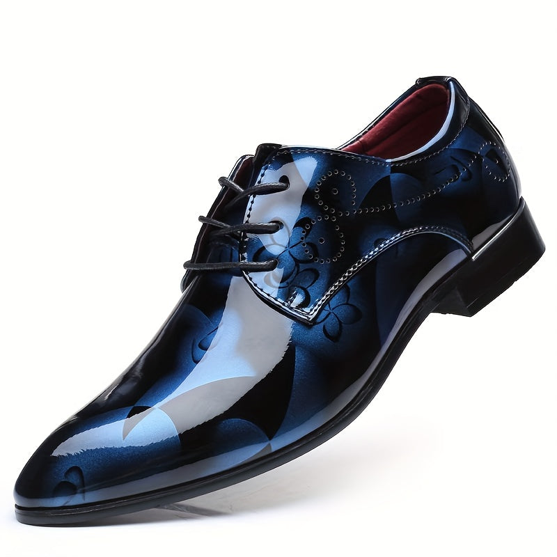 SHOWLU men's pointed-toe business shoes with floral crystal detailing, formal loafers for elegant office or special occasions.