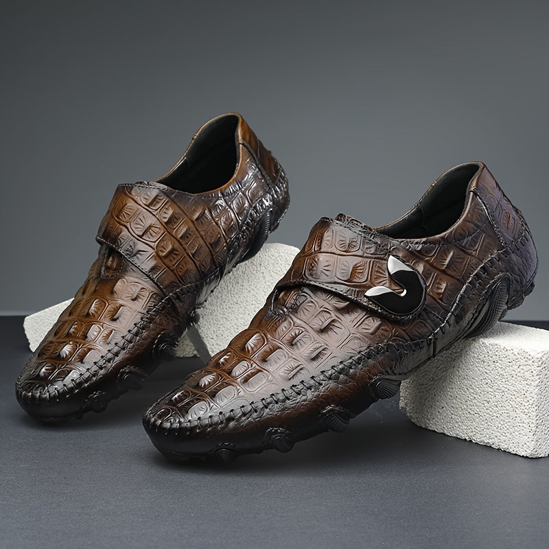 Men's SHOWLU Top Grain Leather Loafers with non-slip soles, casual Oxford style, featuring sleek design and comfortable fit.