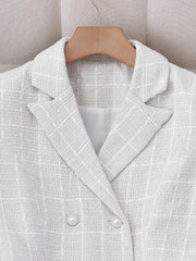 Elegant Urban Chic Long Sleeve Solid Color Notch Lapel Jacket and Skirt Set - Elegant Office Attire, Button Detail, All-Season Wear, No Belt Included, Office Attire|Chic Style|Button Detail