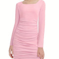 Girls ruched bodycon dress by SHOWLU FASHION STORE, featuring double lining, perfect for parties, homecoming, or special occasions.