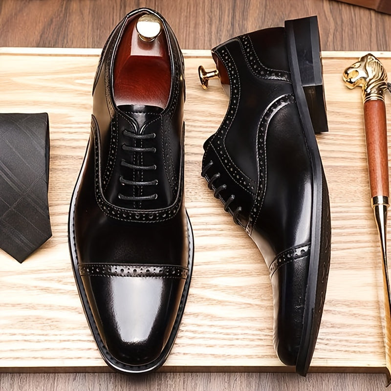 Showlu men's split cow leather Oxford shoes with non-slip soles, formal footwear suitable for professional and dress occasions.