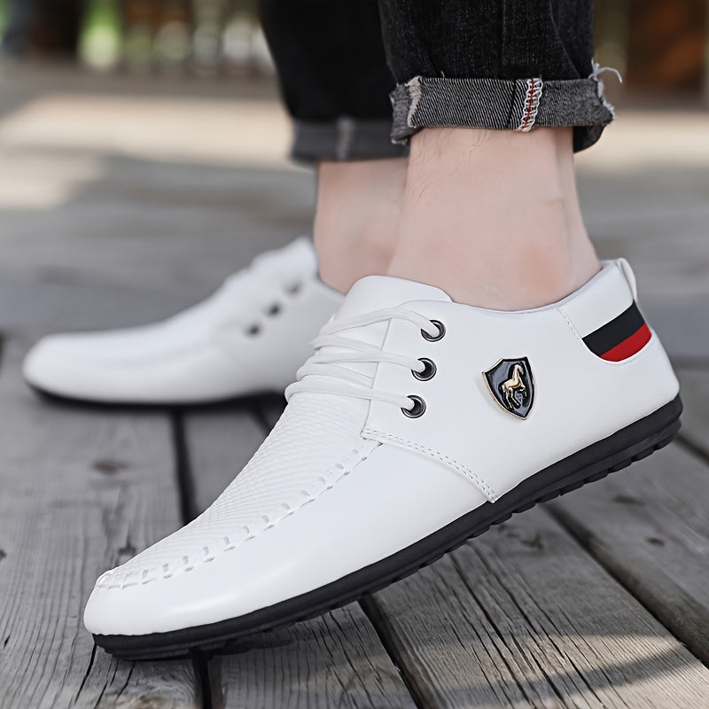 Men's black lace-up formal shoes by KOONEXY featuring durable PU leather, suitable for business and formal occasions.