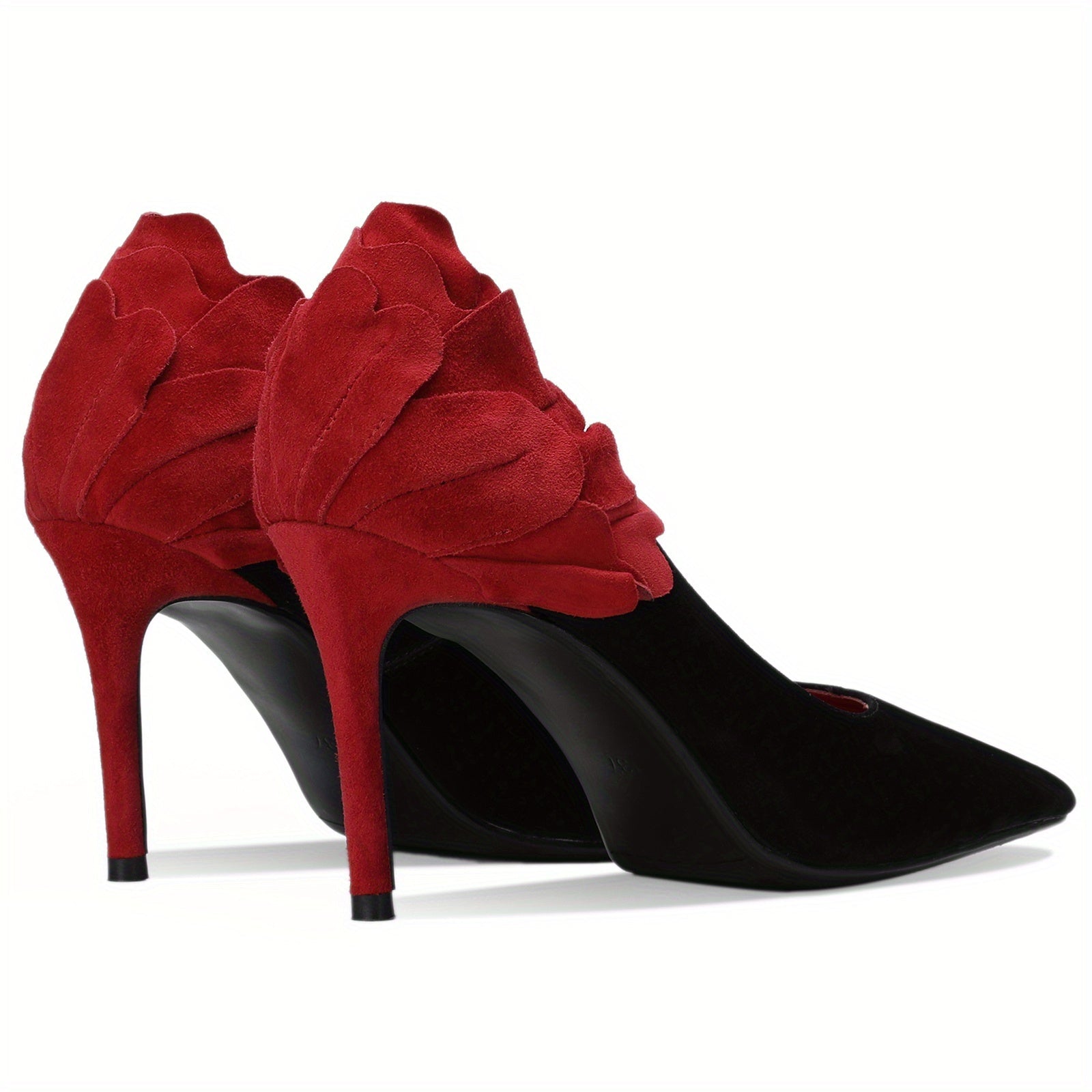 SHOWLU FASHION floral stiletto pumps with 3-inch pointed toe heels, stylish dressy shoes for women.