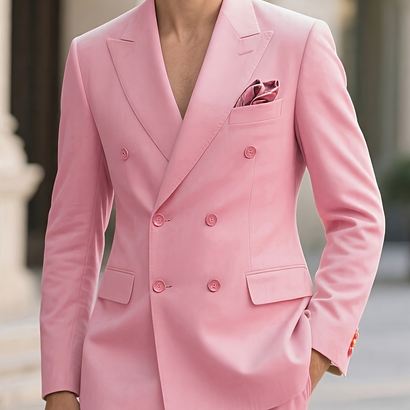 SHOWLU Men's slim fit 2-piece suit with notched lapel, formal wedding coat, tailored for a sleek, modern look.