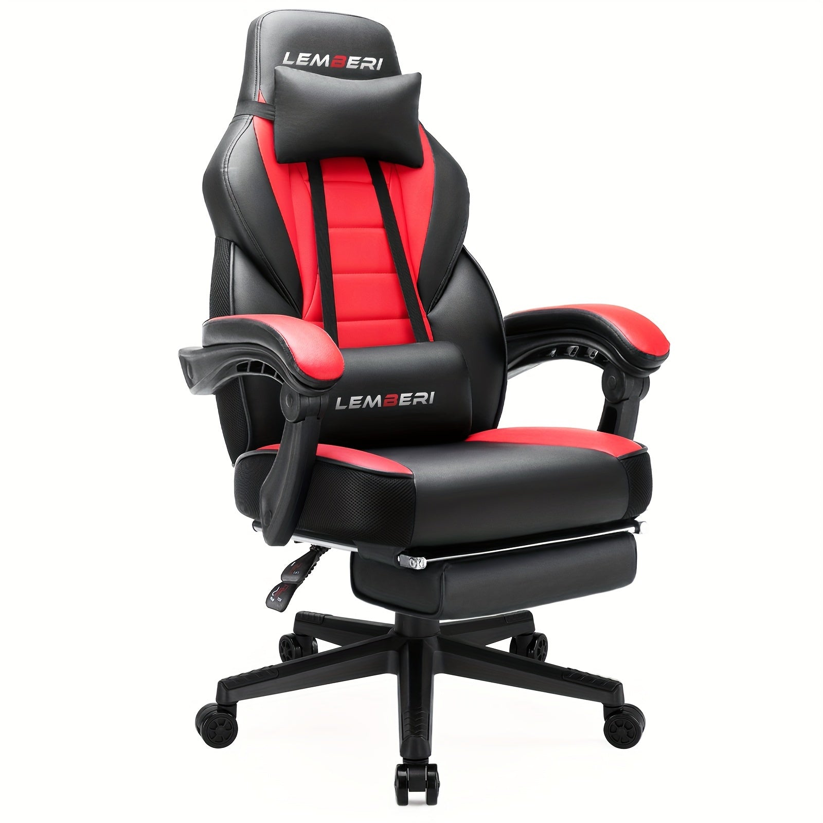 Big and tall SHOWLU FASHION STORE gaming chair with footrest, sturdy design, black upholstery, and adjustable features.