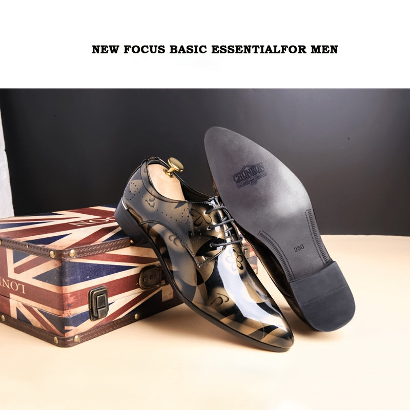 SHOWLU men's pointed-toe business shoes with floral crystal adornments, formal loafers in sleek black leather.