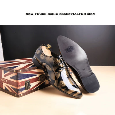 SHOWLU Men'S Pointed-Toe Business Shoes | Floral Crystal Formal Loafers