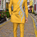 SHOWLU FASHION men's geometric embroidered robe set made of polyester, featuring casual style and intricate embroidery design.