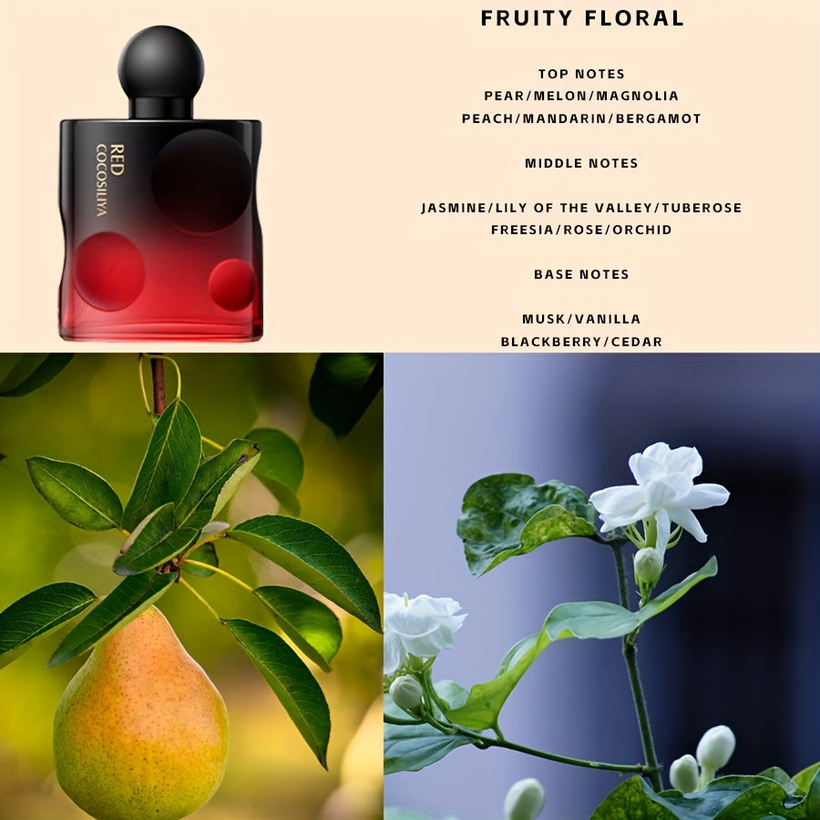 SHOWLU FASHION Floral & Fruity Woody Eau De Parfum bottle with elegant floral and fruit-themed design, unisex fragrance presentation.
