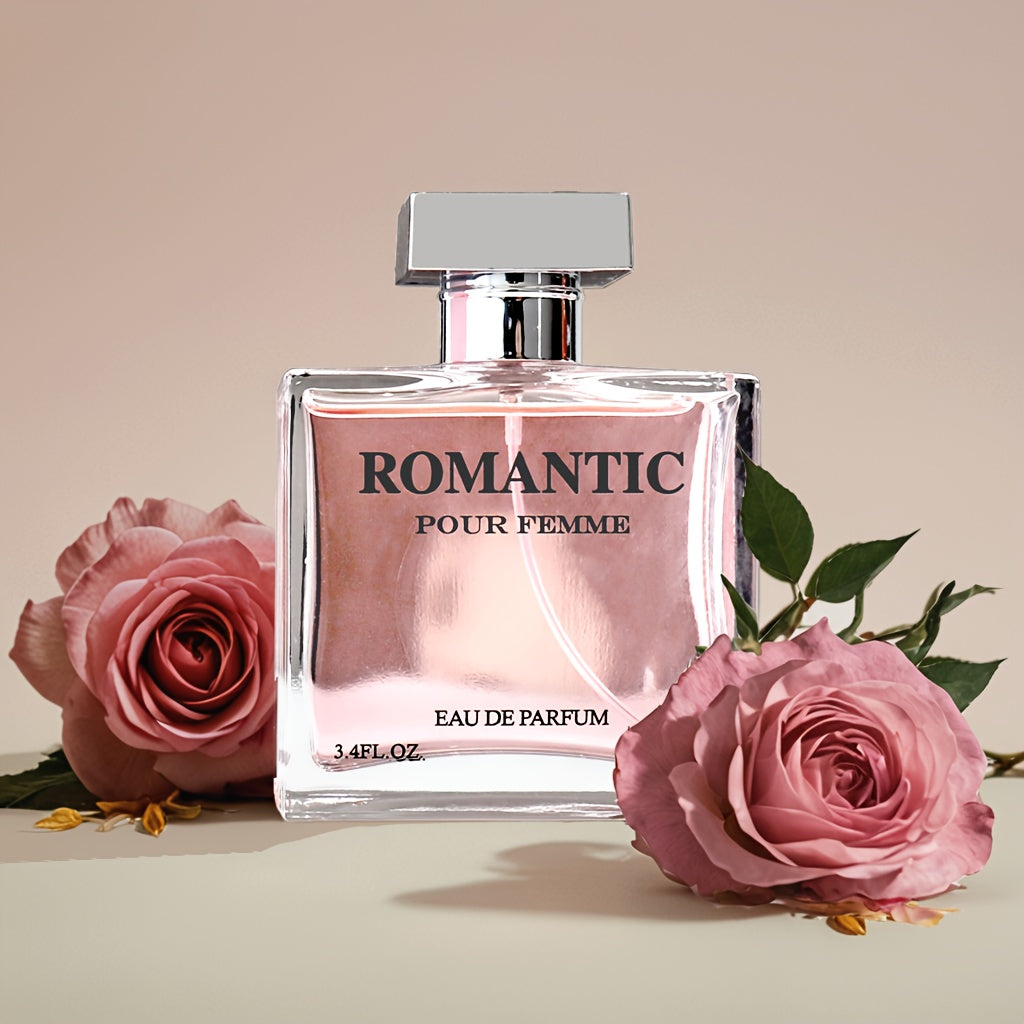 SHOWLU FASHION Rose & Ginger Floral Perfume bottle, 100ml women's fragrance with elegant floral design and pink accents.