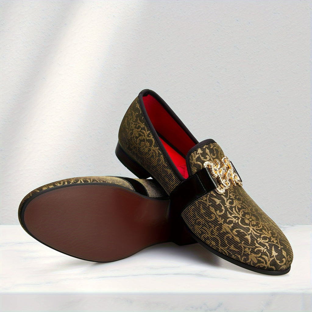 SHOWLU FASHION men's floral slip-on loafers made of PU leather, designed for stylish party wear.