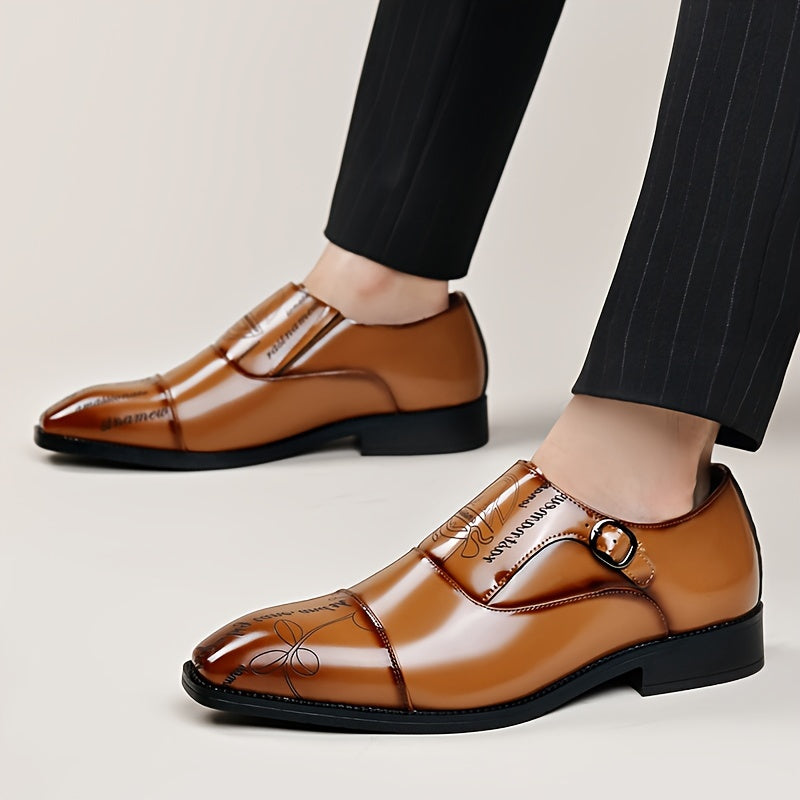 Men's casual buckle shoes by SHOWLU FASHION, solid color PU leather with a sleek design and sturdy buckle strap.