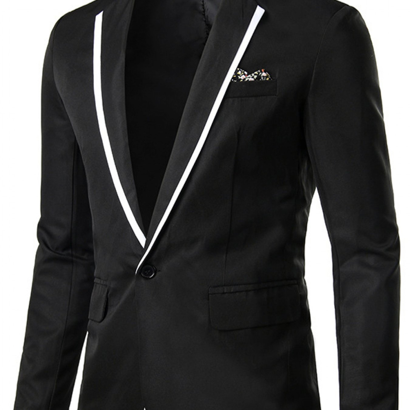 SHOWLU Men's solid color casual lapel jacket made of polyester, displayed on a hanger with front view.